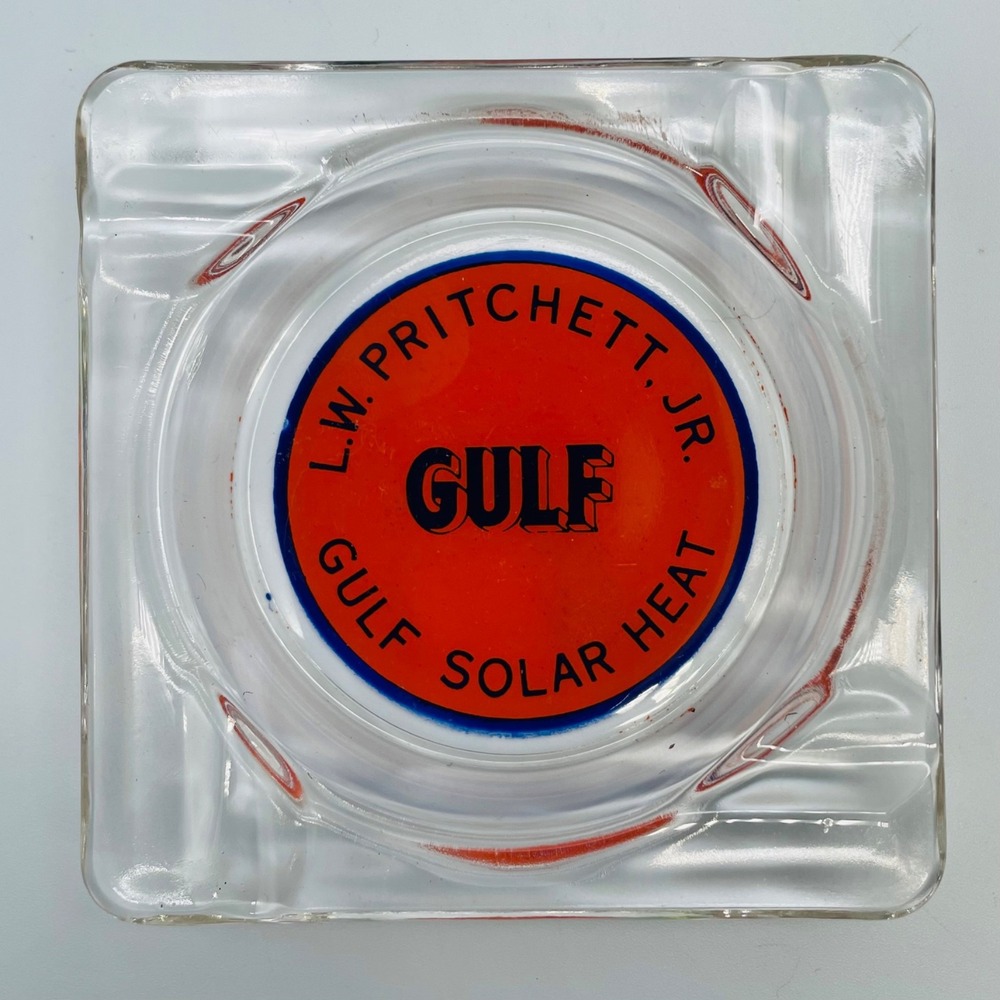 Vintage Gulf‎ Burlington NC  Advertising Ashtray  Pritchett Jr, Gulf Solar Heat